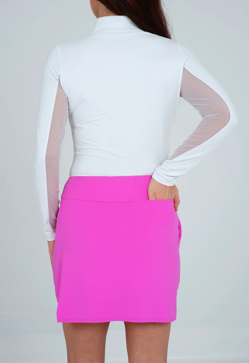 IBKUL Women's 17" Pull On Knit Layered Solid Skort-Hot Pink