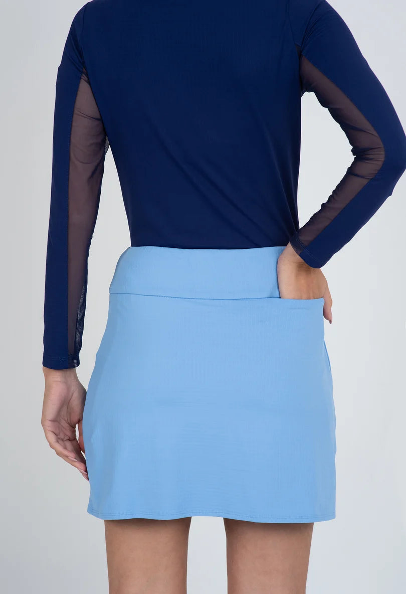 IBKUL Women's 17" Pull On Knit Layered Solid Skort-Periwinkle
