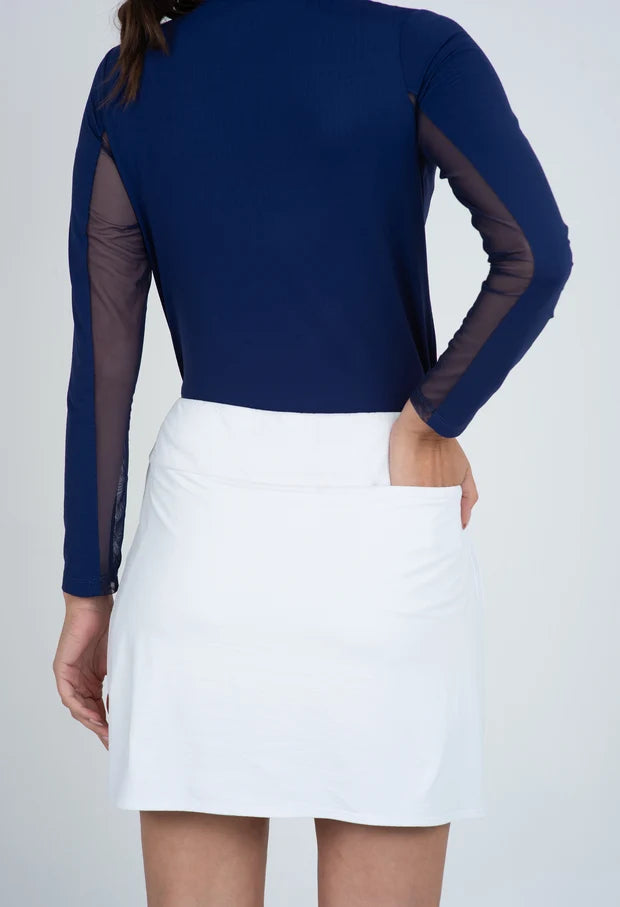 IBKUL Women's 17" Pull On Knit Layered Solid Skort-White