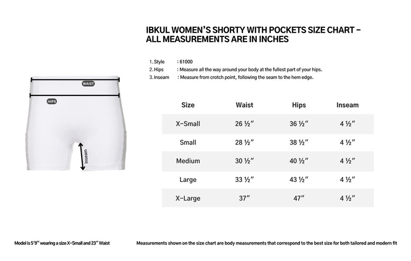 IBKUL Women's Shorty with Pockets-White