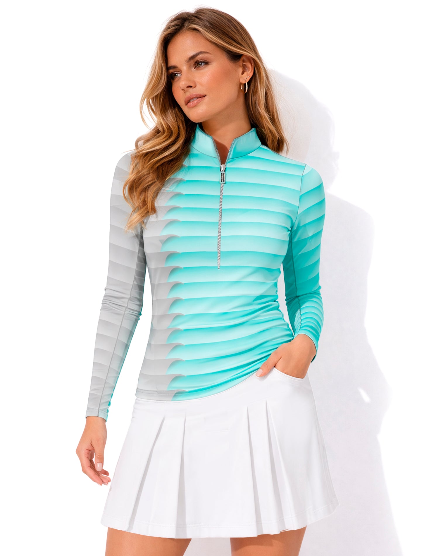 Jamie Sadock Midori Basic Sunsense Long Sleeve Ultralight Sun Shirt-Bandage Print