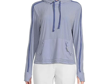 Jamie Sadock Valentine Basic Sun Protection with Hoodie Long Sleeve Sun Shirt-Slate/White Stripes