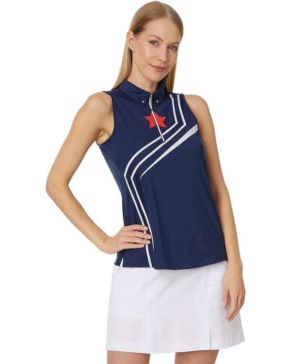 Jamie Sadock Spirit Basic Collection: Women's Sleeveless Shirt-Navy Print