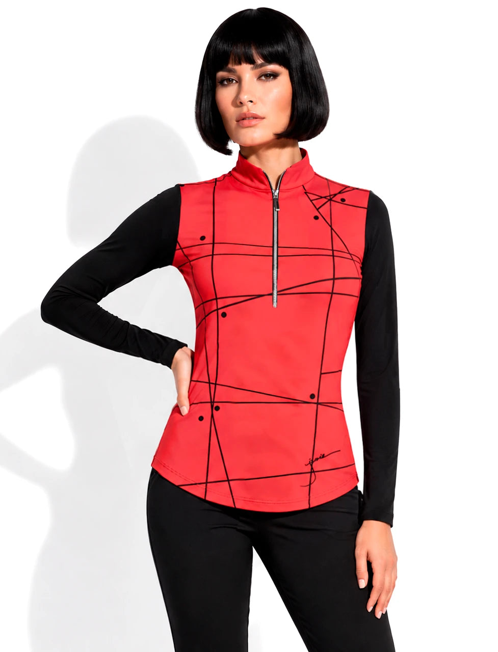 Jamie Sadock Adrenaline Fashion Basic Sunsense Long Sleeve Ultralight Sun Shirt-Fractal Print