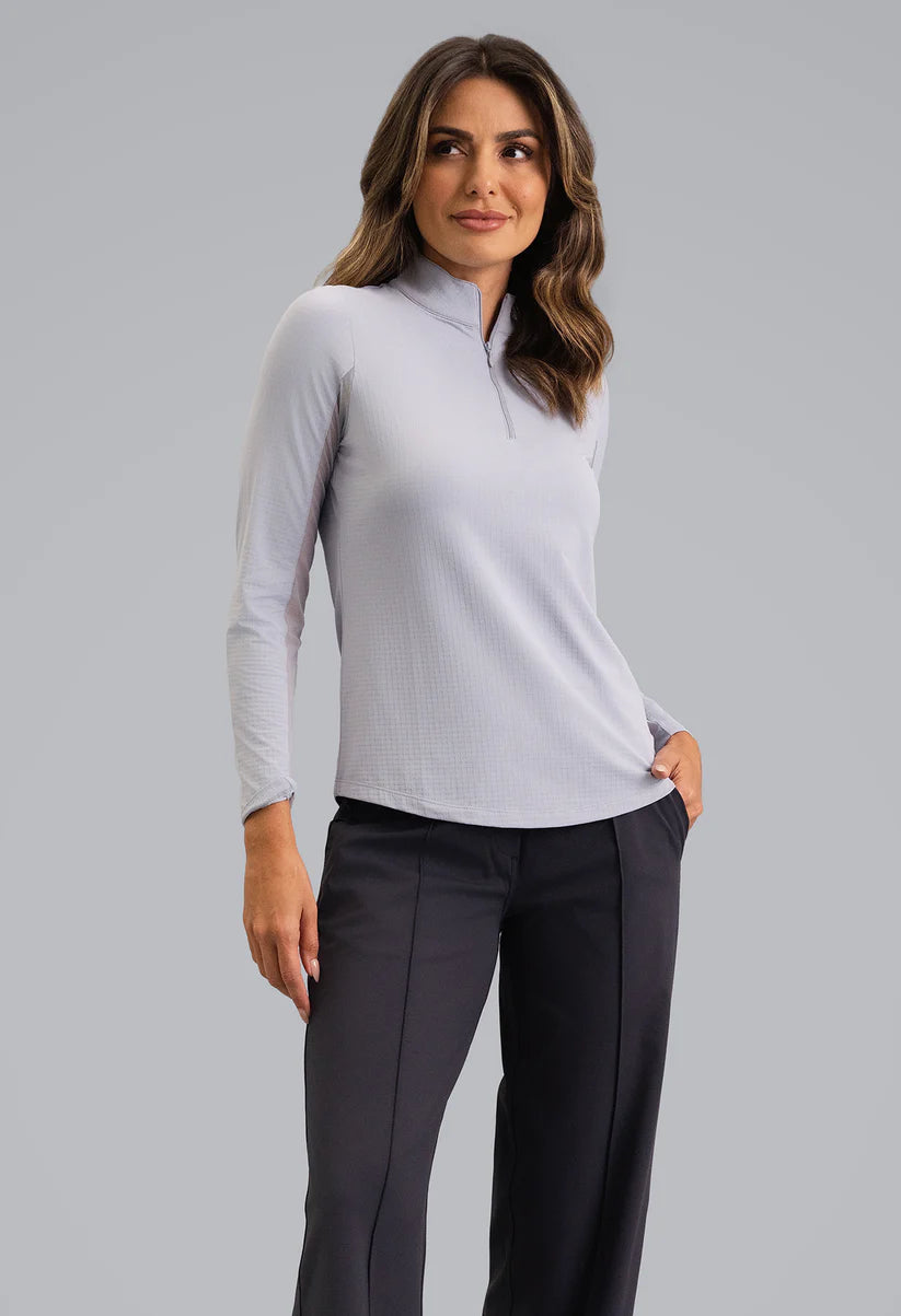 IBKUL Women's Long Sleeved Solid Mock Neck Golf Sun Protection Shirt- 18 Colors!