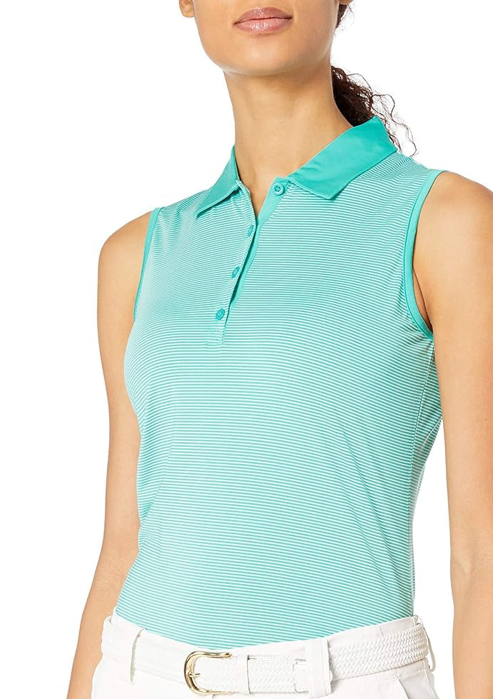 EP Pro Women's Plus Sleeveless Tech Stripe Green/white Shirt