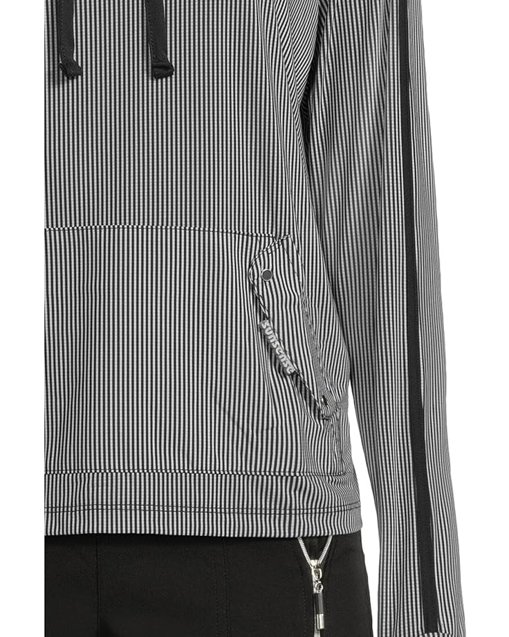 Jamie Sadock Basic Sun Protection with Hoodie Long Sleeve Sun Shirt-Black/White Stripes