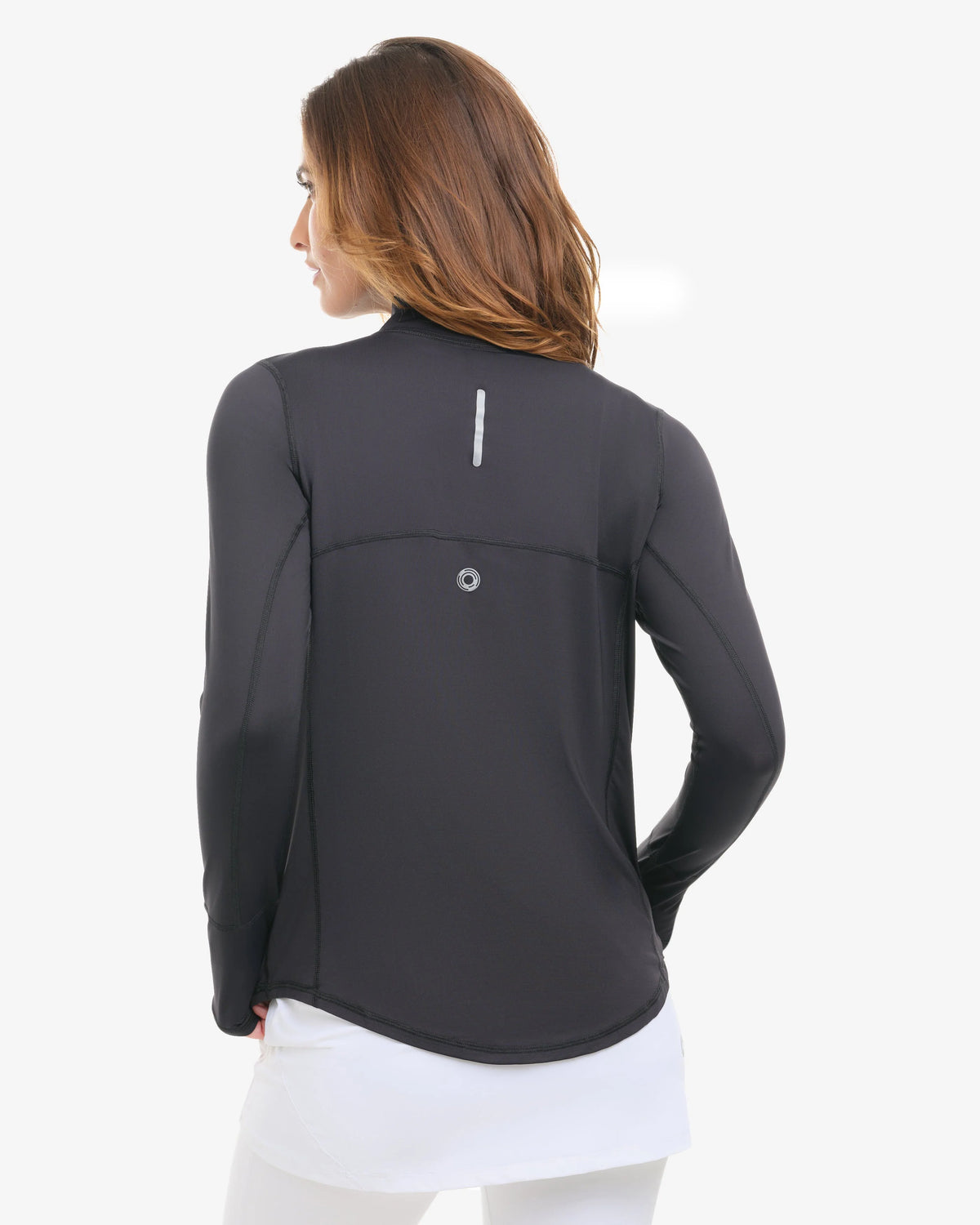 Bloq UV Women's Long Sleeved Relaxed Fit Solid Mock Neck Golf Sun Protection Shirt-Black