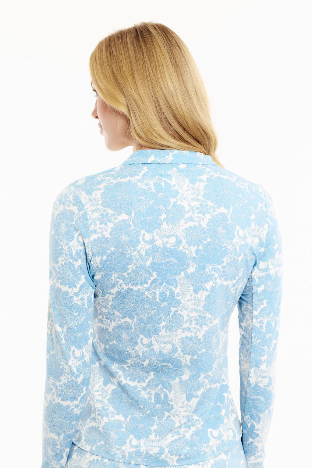 GG Blue Ocean Breeze Floral Ice Long Sleeved Shirt-Shell Blue/White