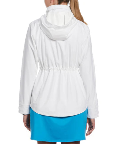 Callaway Womens Wind and Water Resistant Golf Jacket with Packable Hood-White, Black, or Navy
