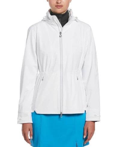Callaway Womens Wind and Water Resistant Golf Jacket with Packable Hood-White, Black, or Navy