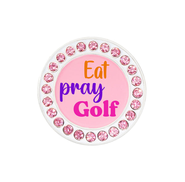 Navika Eat Pray Golf Pink Crystal Ball Marker and Clip Set
