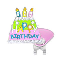 Navika Happy Birthday Cake Sparkly Ballmarker and clip set