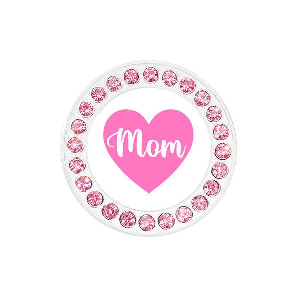 Navika Heart Mom Pink Crystal Ball Marker and Clip Set