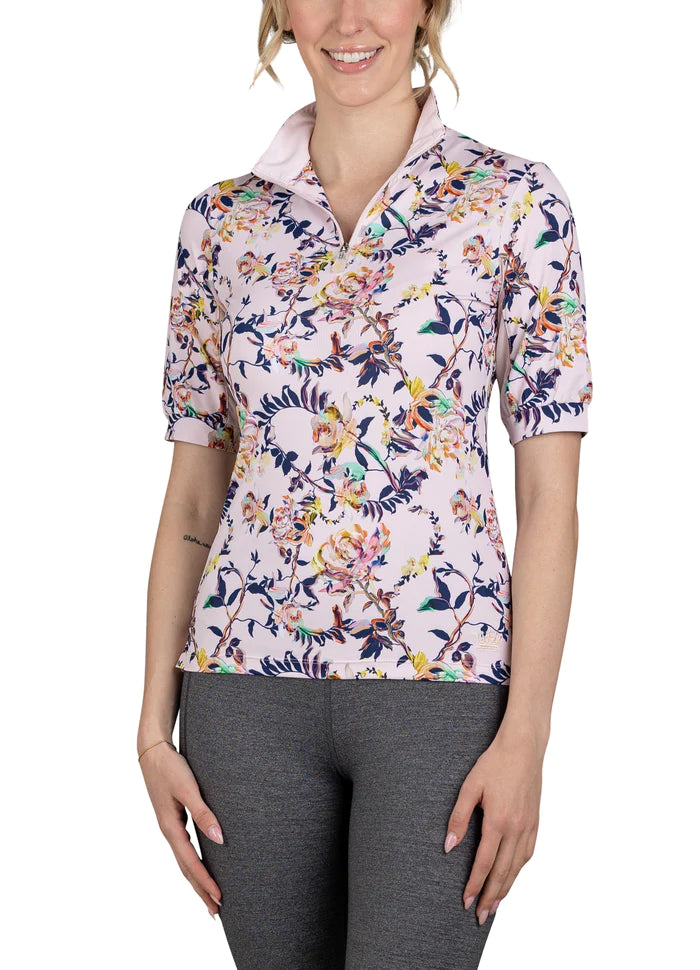 Kastel Short Sleeve Paintbrush Floral Print Shirt