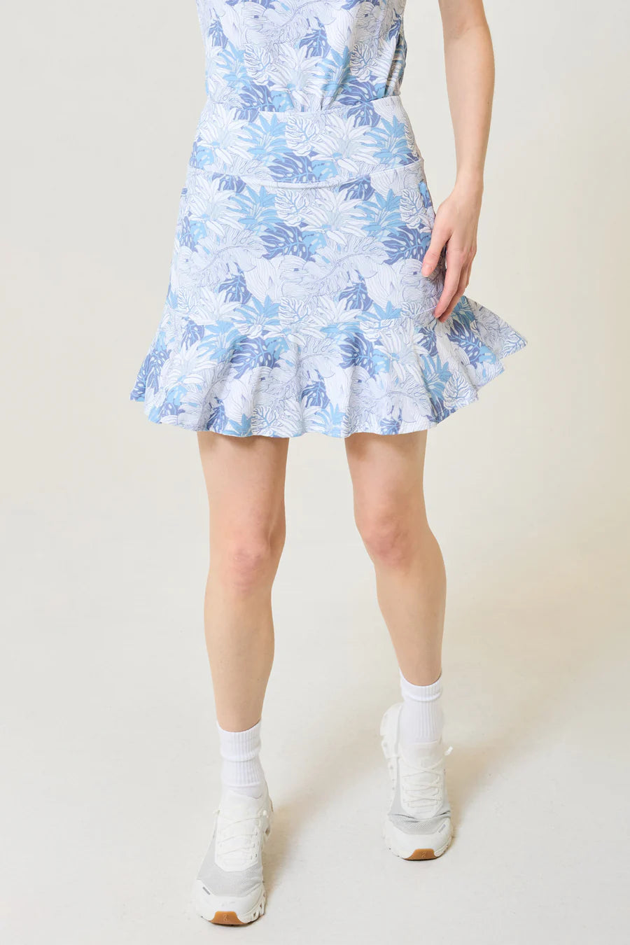 GG Blue Crystal Blue 17.5" Flare Pull On Skort-Artic Palm Print