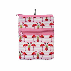 Best of Golf Women's Printed Double Zip Clip On Pouch-Flamingo Print