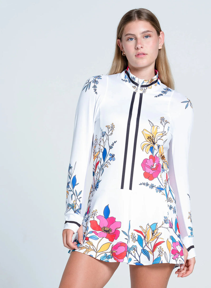 Lucky In Love Long Sleeve Print Golf Dress- Lucky Bloom