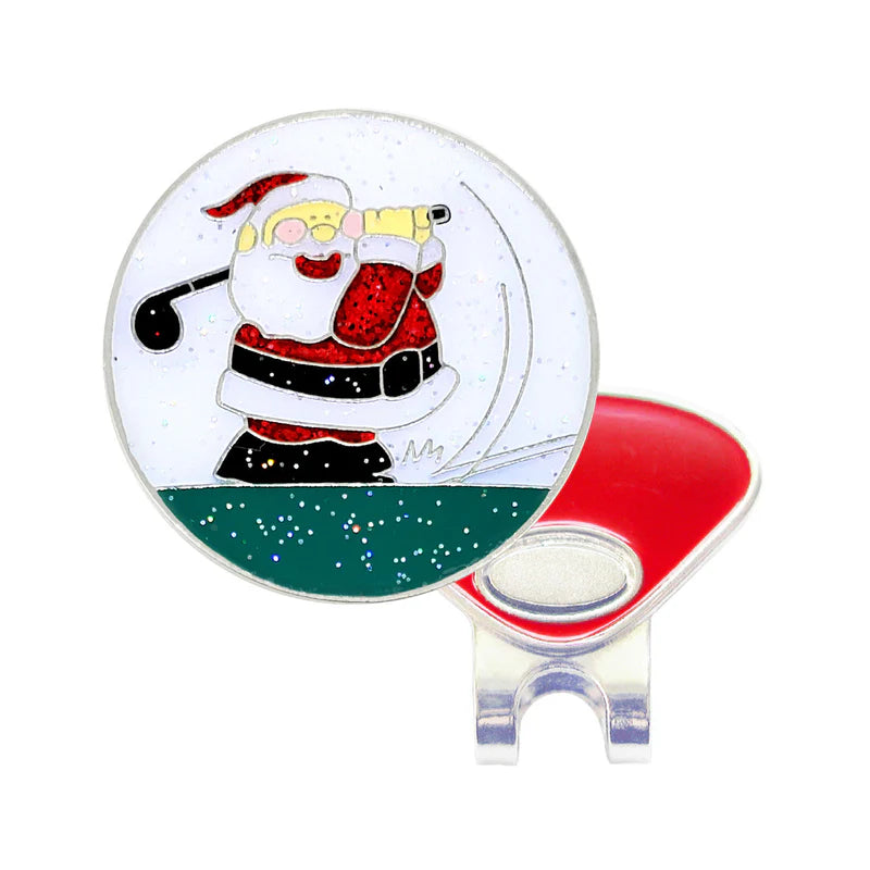Navika Swinging Santa Sparkly Ballmarker and clip set