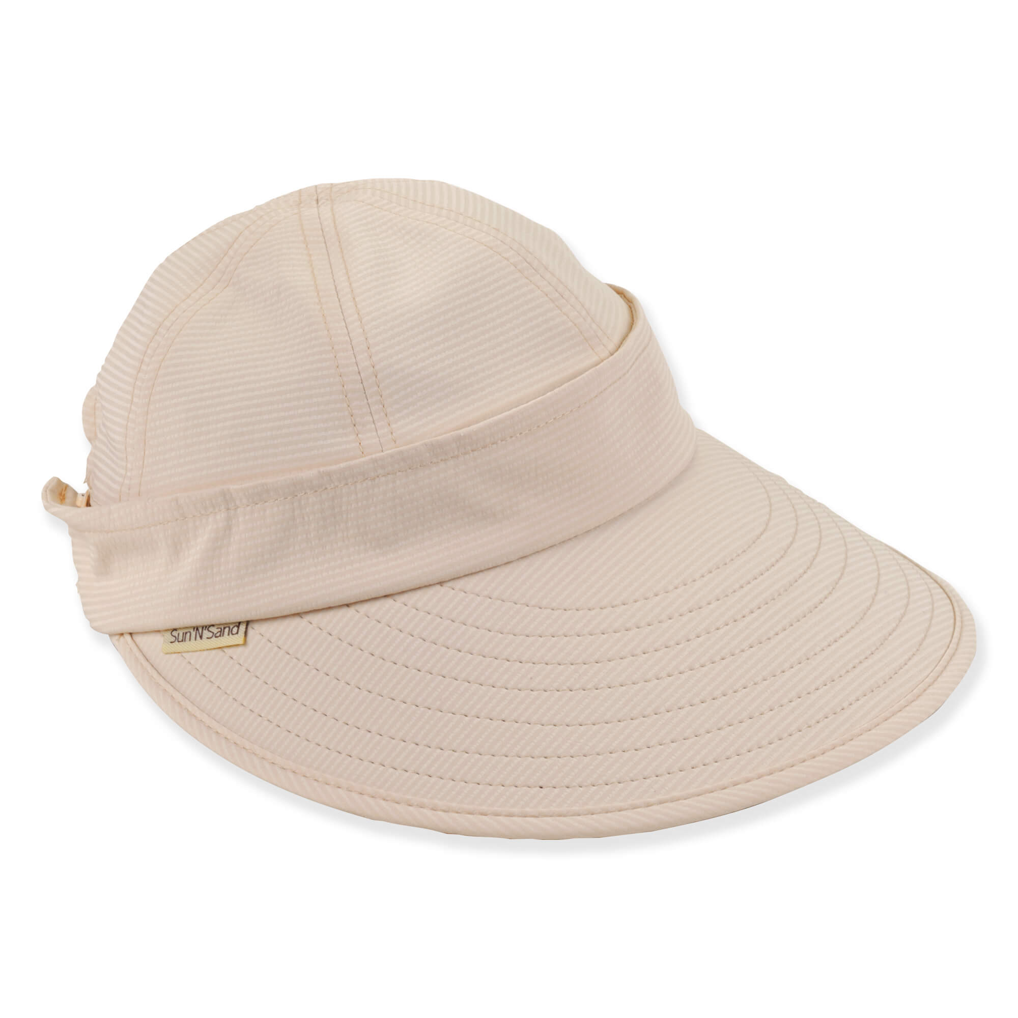 Sun N Sand Lightweight Convertible Polyester Cap 4" Brim-White, Beige