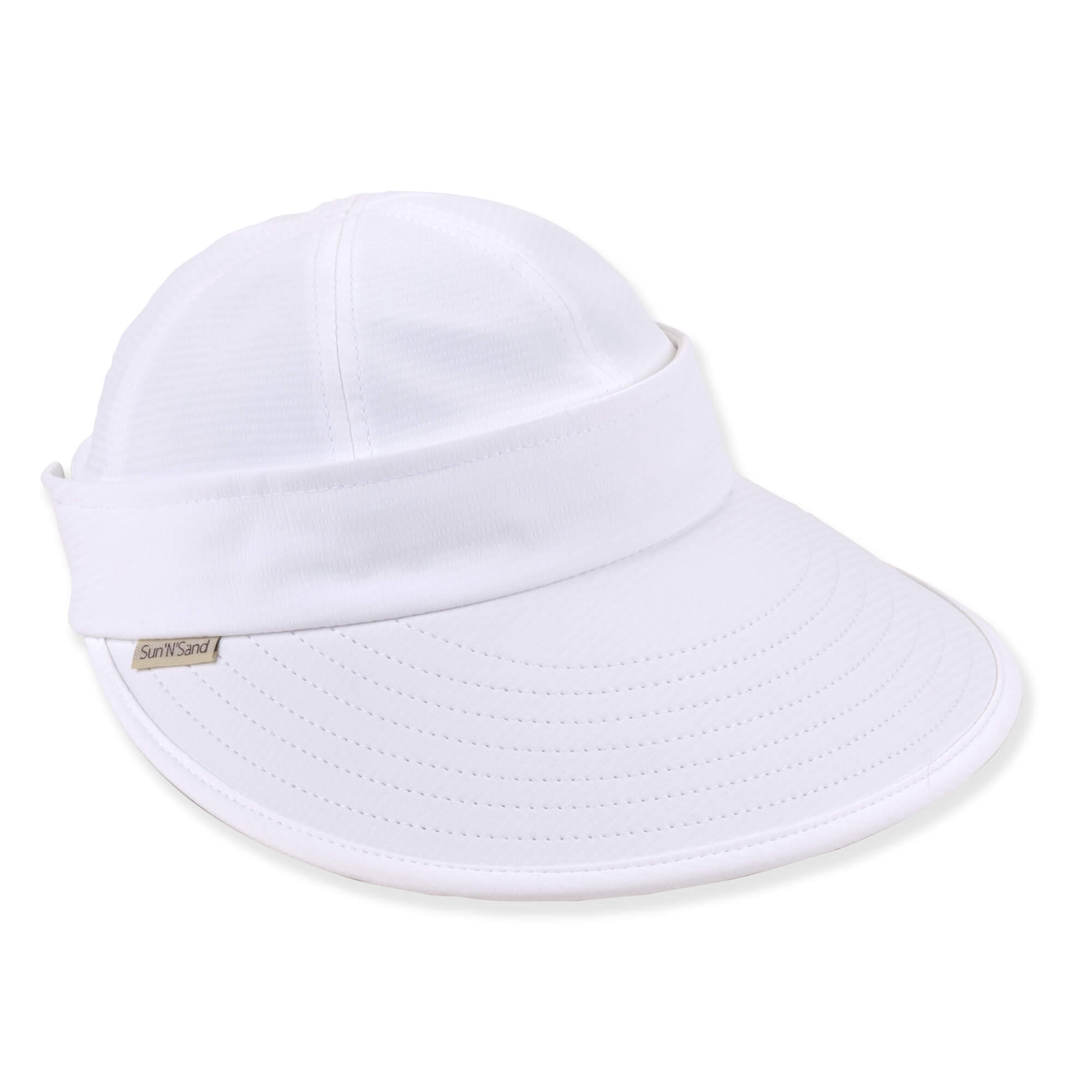 Sun N Sand Lightweight Convertible Polyester Cap 4" Brim-White, Beige