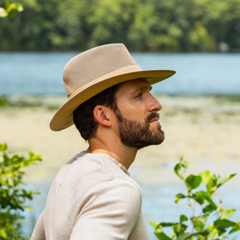 Dorfman Hat Willow Soaker Sun Hat with Mesh Sides-Natural