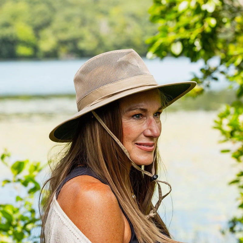 Dorfman Hat SPF4 Sun Hat with Mesh Sides-Oatmeal, Camel