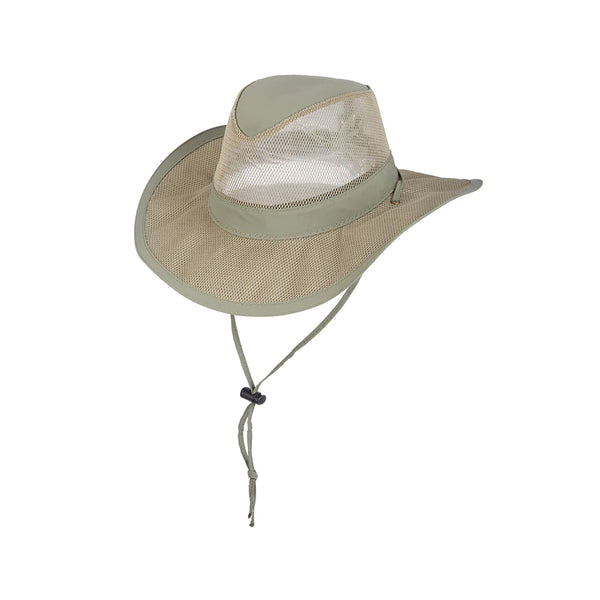 Dorfman Hat Basin Sun Hat with Mesh Sides-Khaki, Fossil, Navy