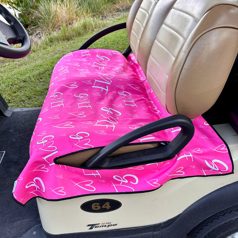 BOG Women's  Double Sided Cat Seat Cover-For The Love of Golf Pink/Love Navy