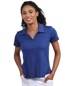 Ana Clare Mer Short Sleeve Solid Polo- Navy, Aqua, Black, White, Periwinkle or Pink