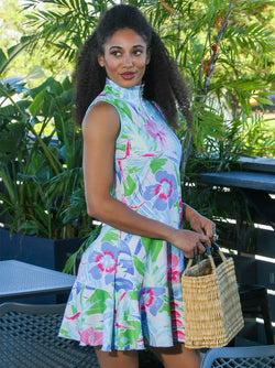 Ana Clare Jackie Swing Sleeveless Shift Dress-Caprese Print