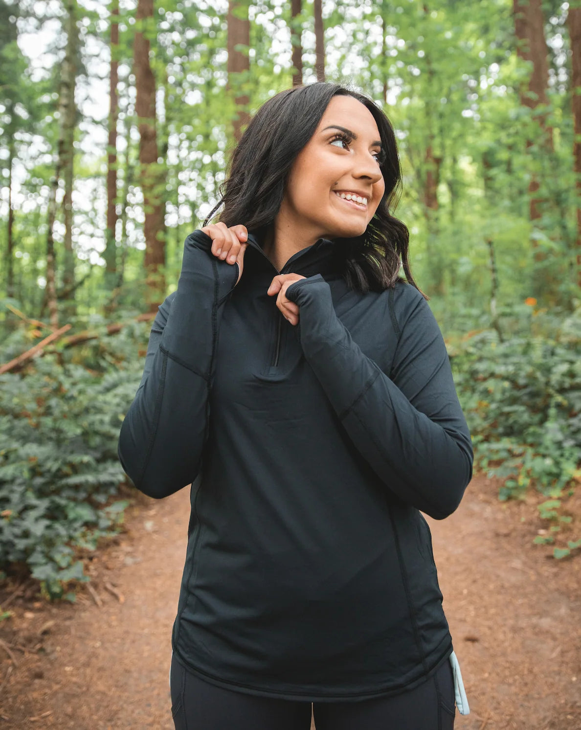 Bloq UV Women's Long Sleeved Relaxed Fit Solid Mock Neck Golf Sun Protection Shirt-Black
