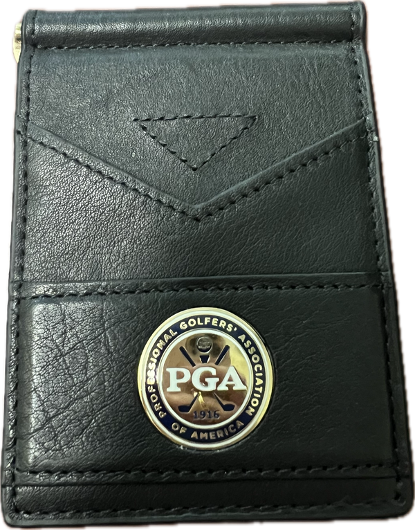 Ahead PGA Tour Embellished Leather Money Clip Wallet-Black or Brown