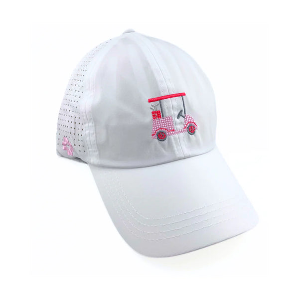 VimHue Women's Lightweight Fit Caps with Pony Opening-Sun Goddess Style-Embroidered Pink Golf Cart