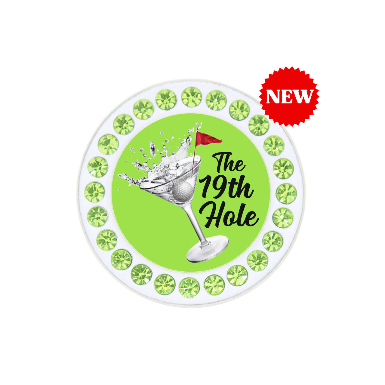 Navika Sparkly Ballmarker and Clip Set-19th Hole Green