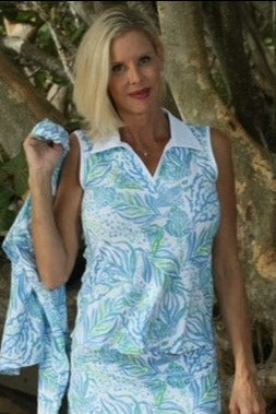 Ana Clare "Clare" Sleeveless Print Shirt-Maldives