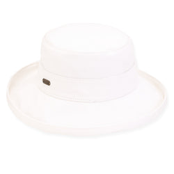 Sun N Sand Cotton Upturn Hat 2.5" Brim-White, Tan, Black