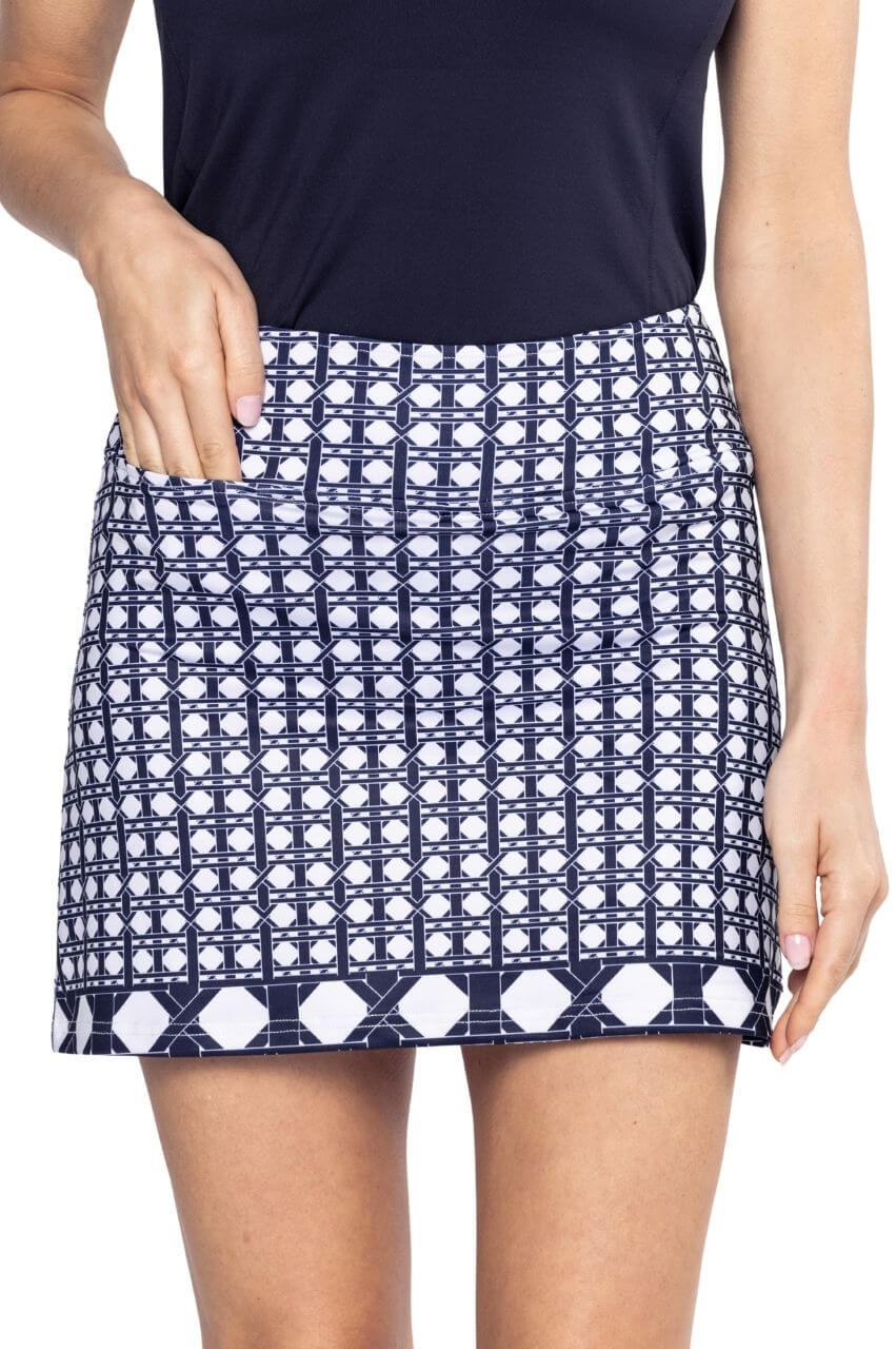 Golftini It Girl 17.5" Skort-Navy and  White Print