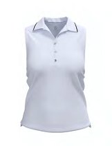 GG Blue Navy Sleeveless Trim Shirt- White/Navy