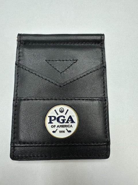 Ahead PGA Tour Embellished Leather Money Clip Wallet-Black or Brown