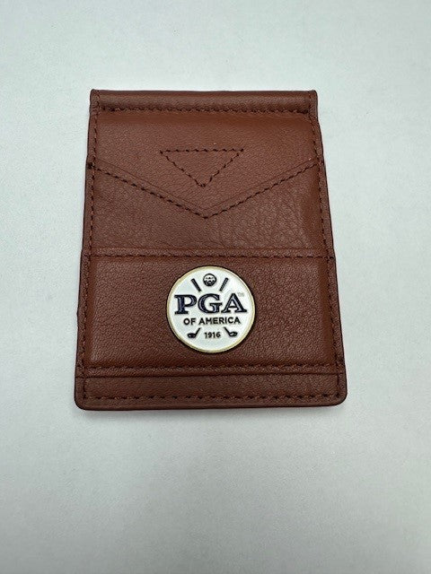 Ahead PGA Tour Embellished Leather Money Clip Wallet-Black or Brown