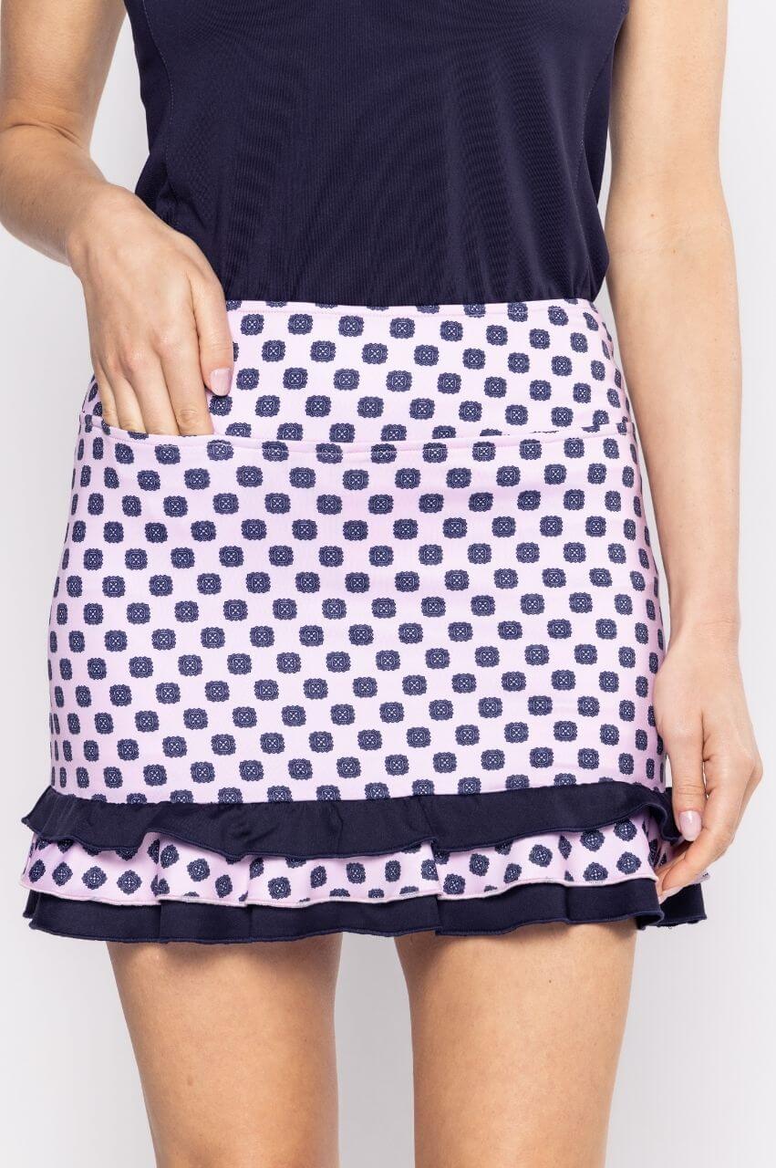 Golftini Pretty in Pink 16.5" Skort-Navy and Pink Print