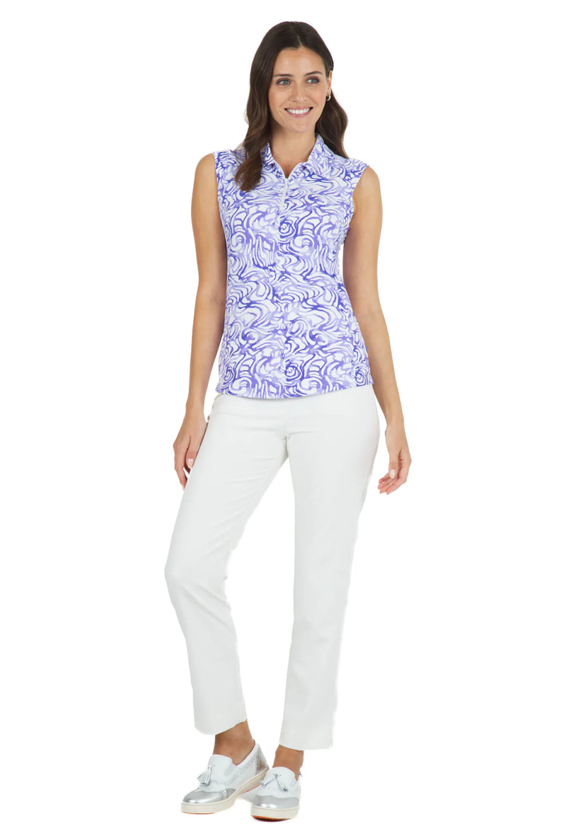 IBKUL Women's Sleeveless Golf Sun Shirt-Kinsley Plum/Lavender