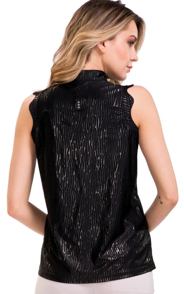 Jamie Sadock Siren Collection: Black Printed Sleeveless Shirt