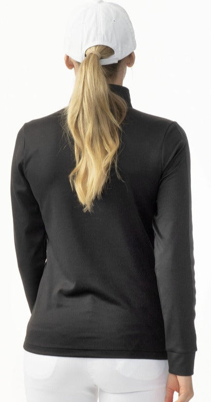 Daily Sport-Solid Knit Long Sleeve Zip Jacket-Black