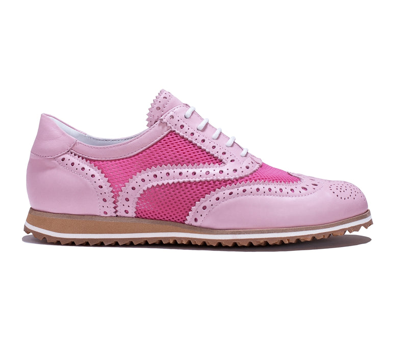 Walter Genuin Brogue Net Mesh Golf Shoe-Pink/Hot Pink