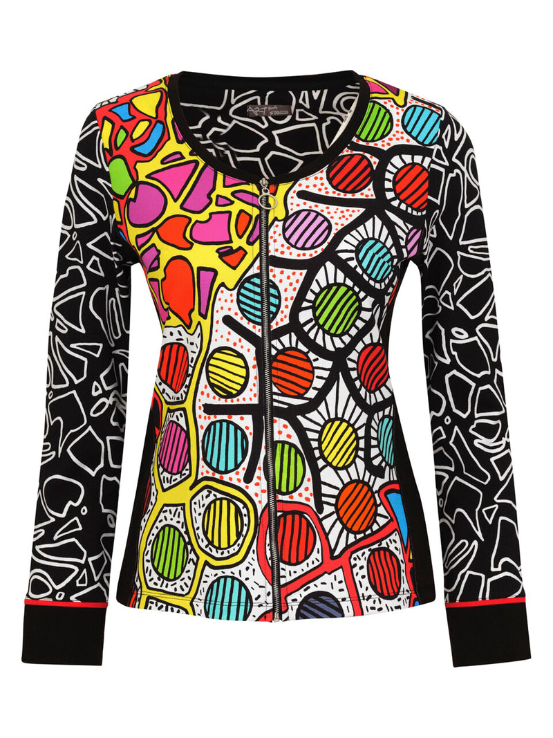 Dolcezza Knit Jacket -Mistral X3 Abstract Art Zip Up Cardigan