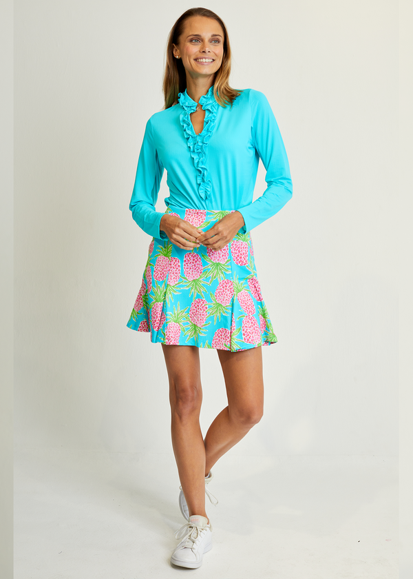 Gottex Solid Long Sleeve Solid Double Ruffle Sun Shirt-6 Beautiful Colors!