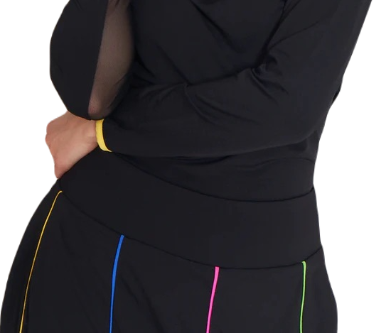 Gottex 16" Pull On Knit Multi Colored Piping Skort-Black