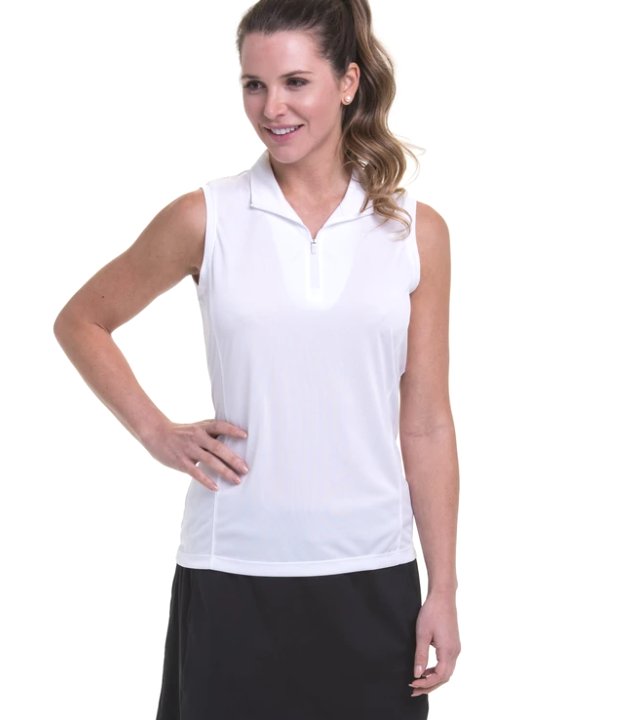 EP Pro Women's Sleeveless Tech Solid Basic Zip Mock Shirt-10 Colors!